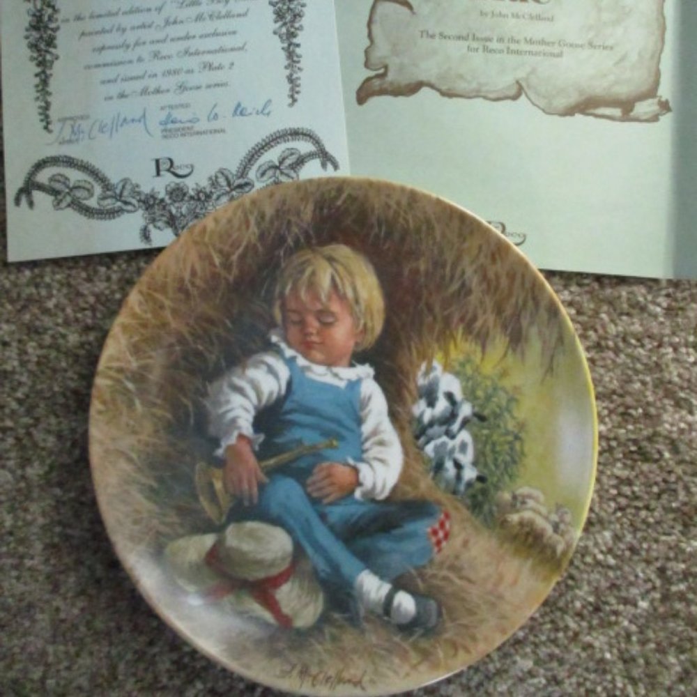 Little Boy Blue Mother Goose 1980 Reco Collectible Plate John McClelland w/Box
